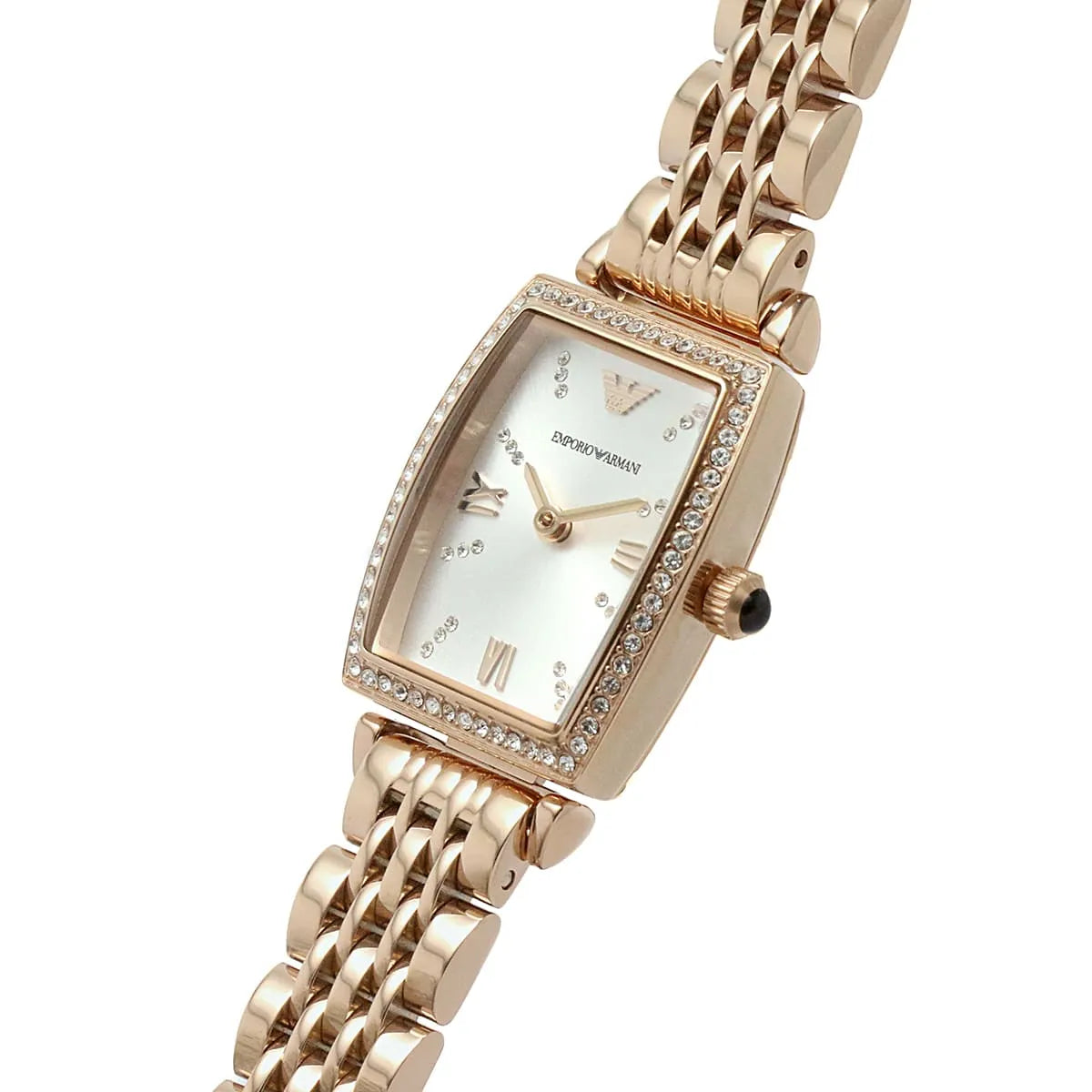 Emporio Armani Gianni T-Bar Crystals White Dial Rose Gold Watch AR11406