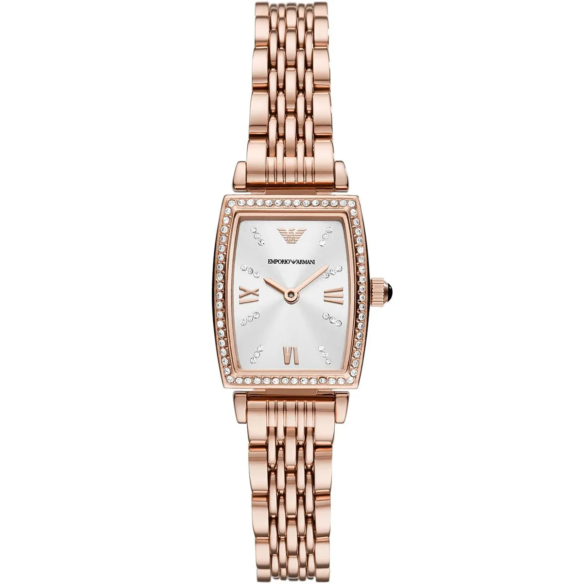 Emporio Armani Gianni T-Bar Crystals White Dial Rose Gold Watch AR11406