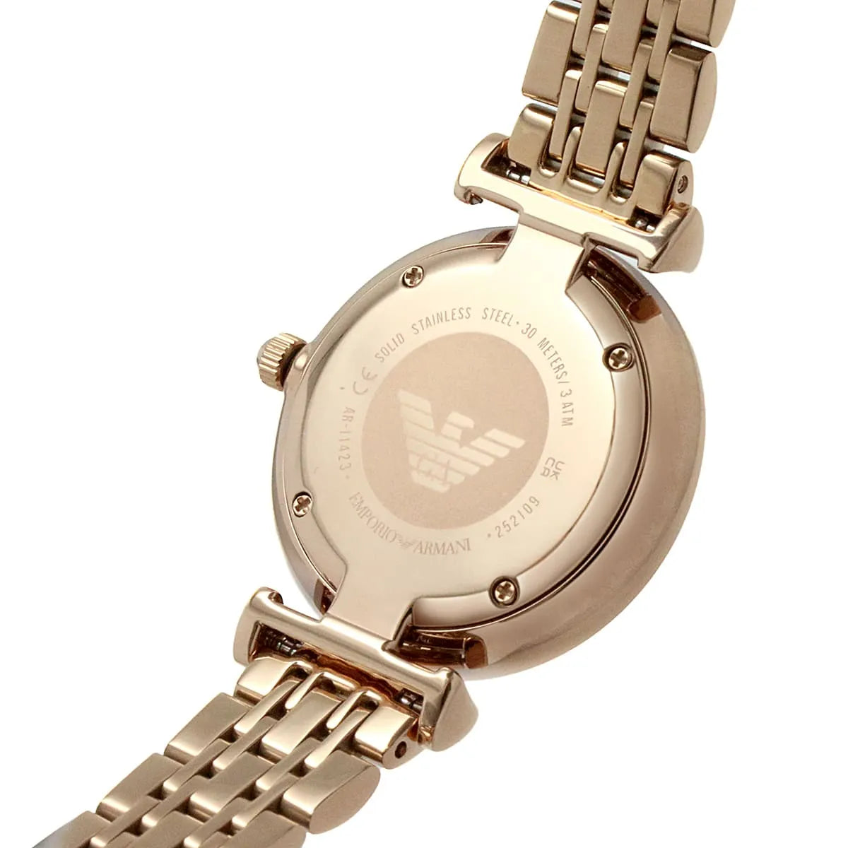 Emporio Armani AR11423 caseback detail with engraved logo