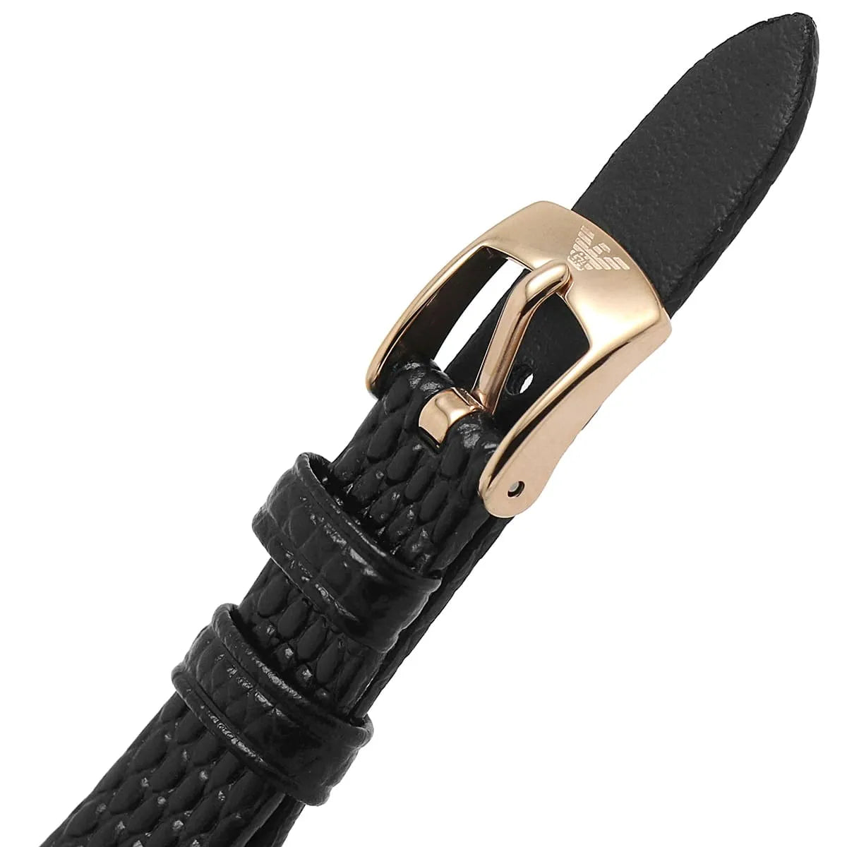 Emporio Armani MOP Dial Rose Gold Black Leather Women's Watch Ar11485