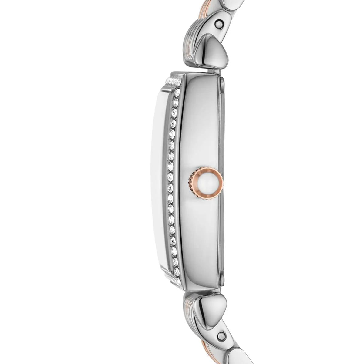 AR11519 watch case side profile with crystal-set bezel and rose gold crown detail