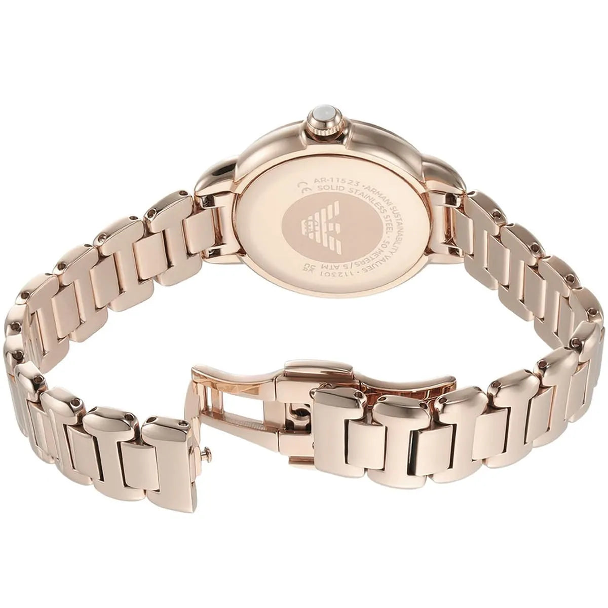 Emporio Armani Mia rose-gold stainless steel link bracelet with deployment clasp