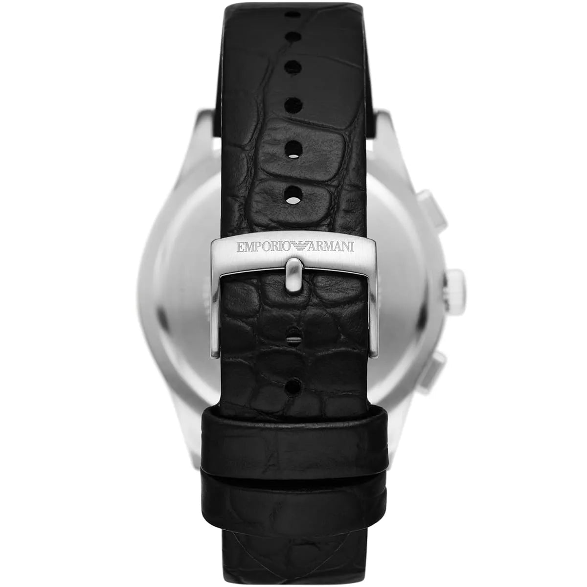 Emporio Armani Paolo Chronograph Black Dial Black Leather Strap Watch For Men - AR11530