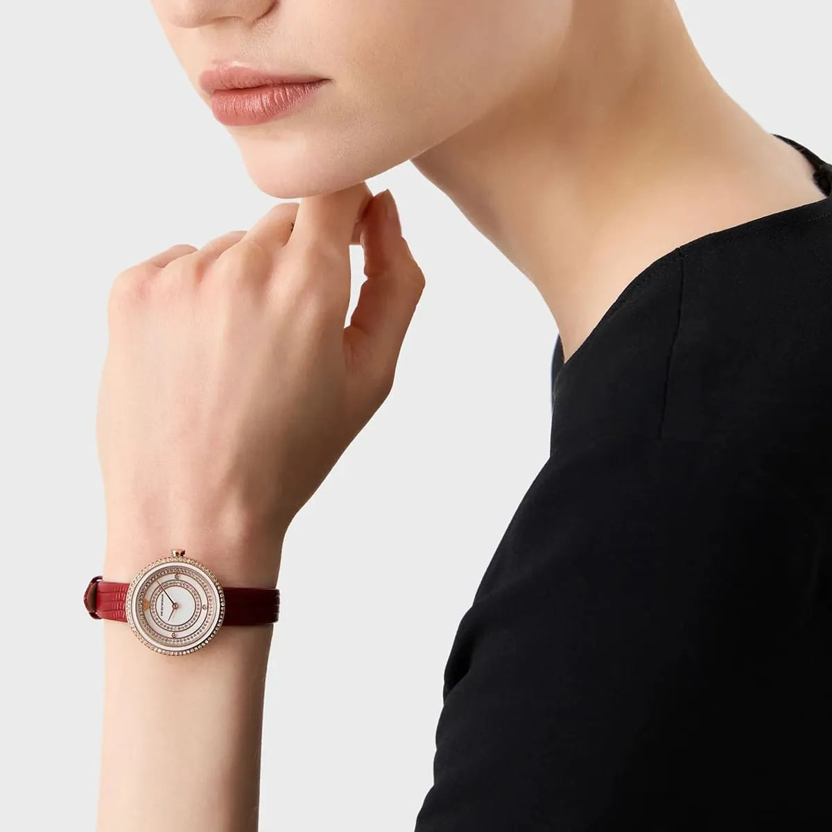 Emporio Armani Rosa Two-Hand Genuine Red Leather Ladies Watch - AR11532