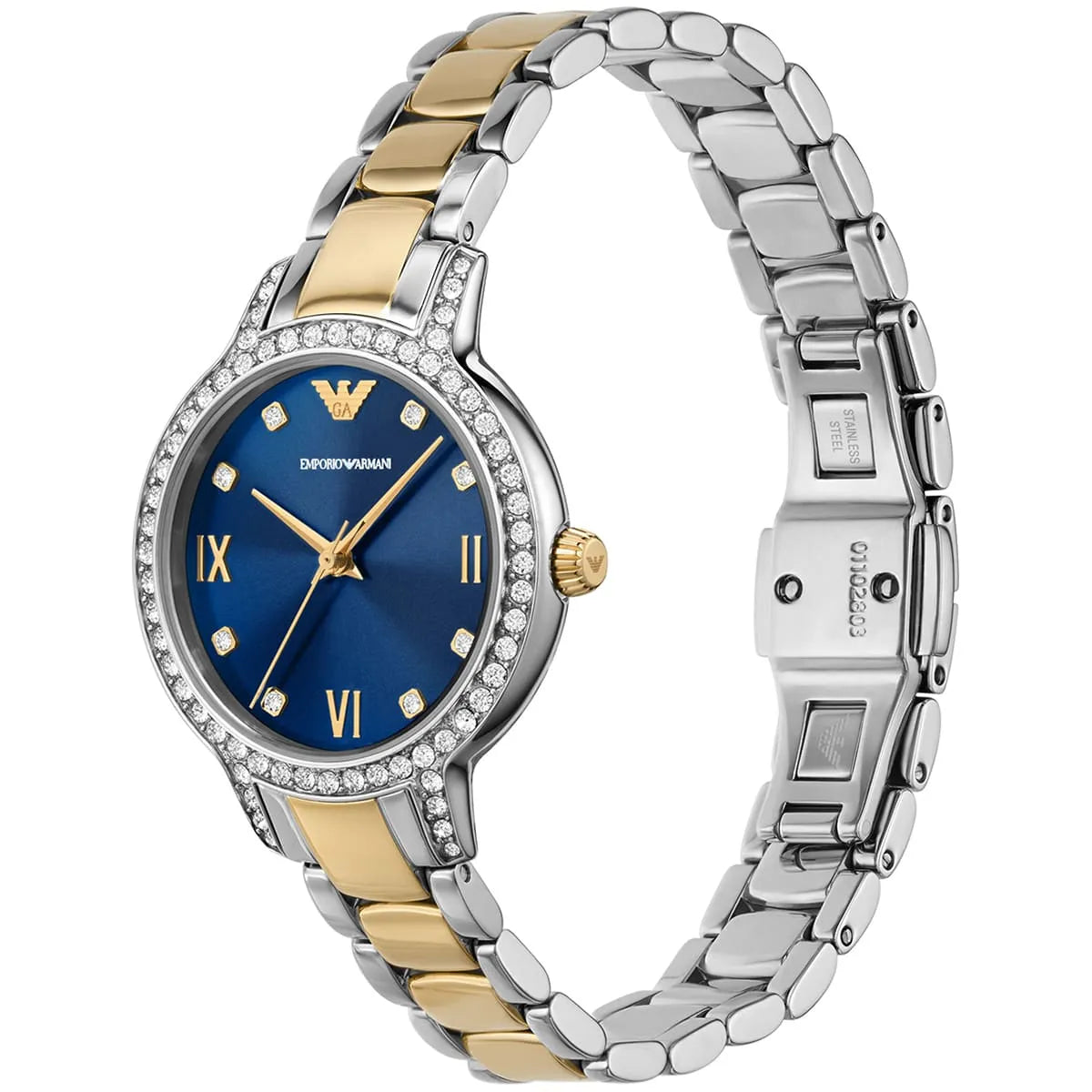 Emporio Armani Cleo Quartz Crystal Blue Dial Women's Watch - AR11576