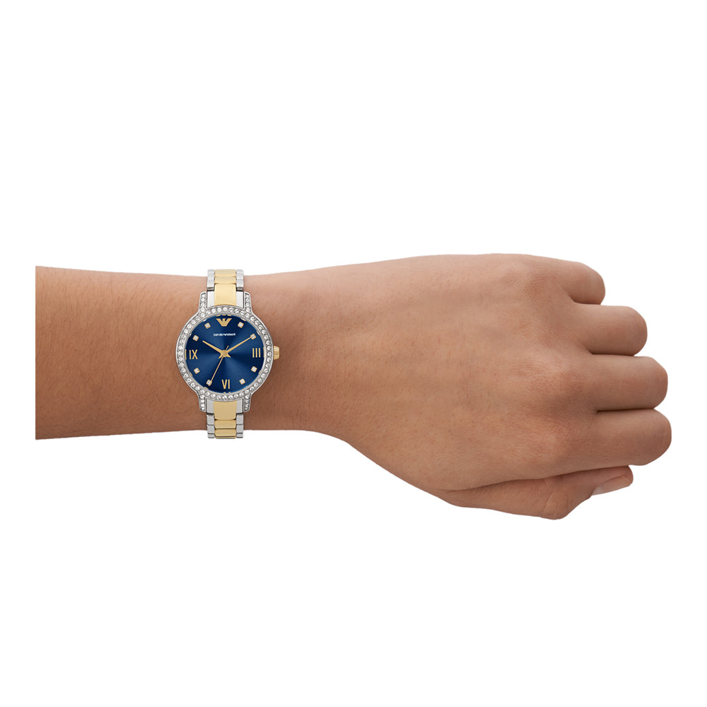 Emporio Armani Cleo Quartz Crystal Blue Dial Women's Watch - AR11576