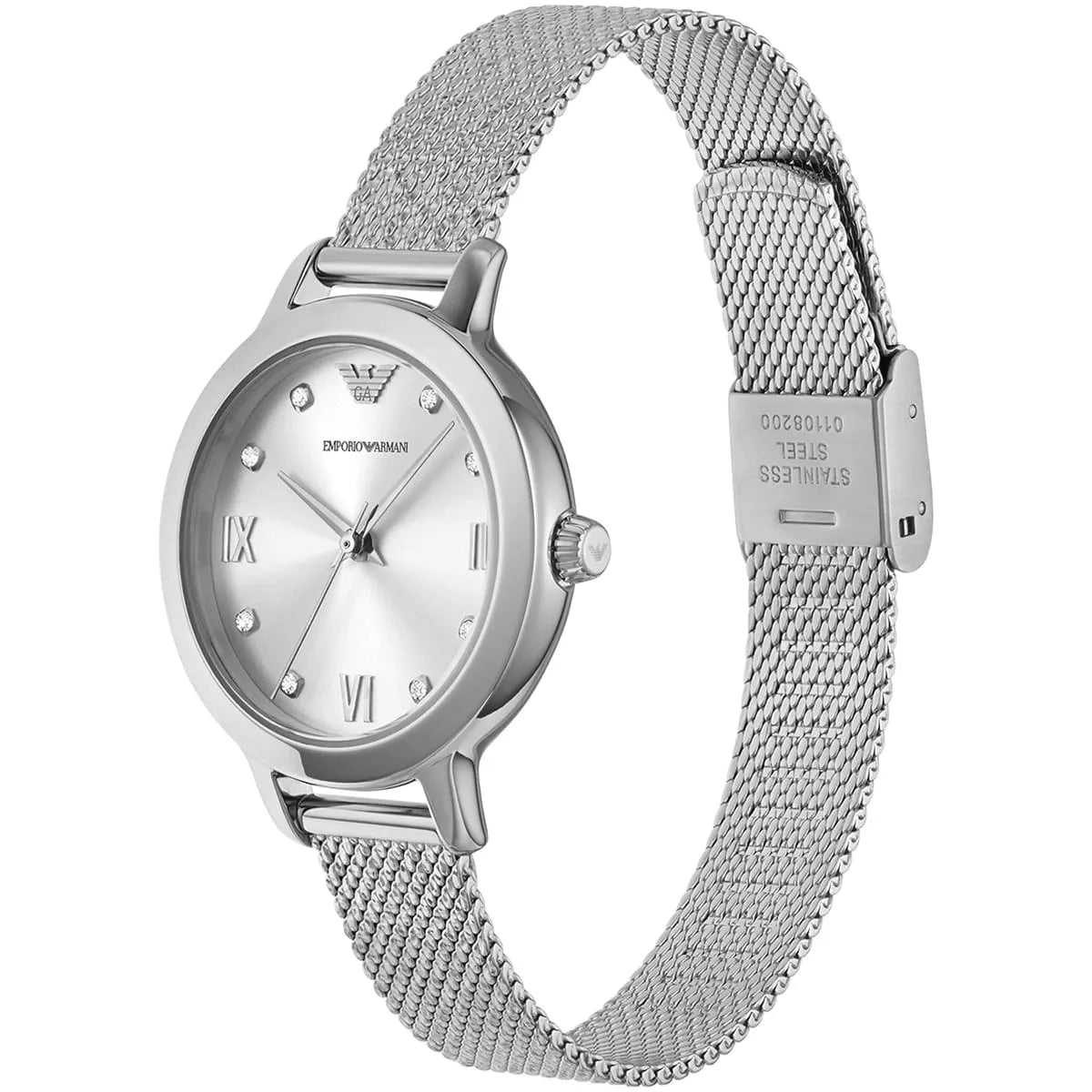 Emporio Armani (32mm) Silver Dial Stainless Steel Mesh Bracelet Women's Watch - AR11584