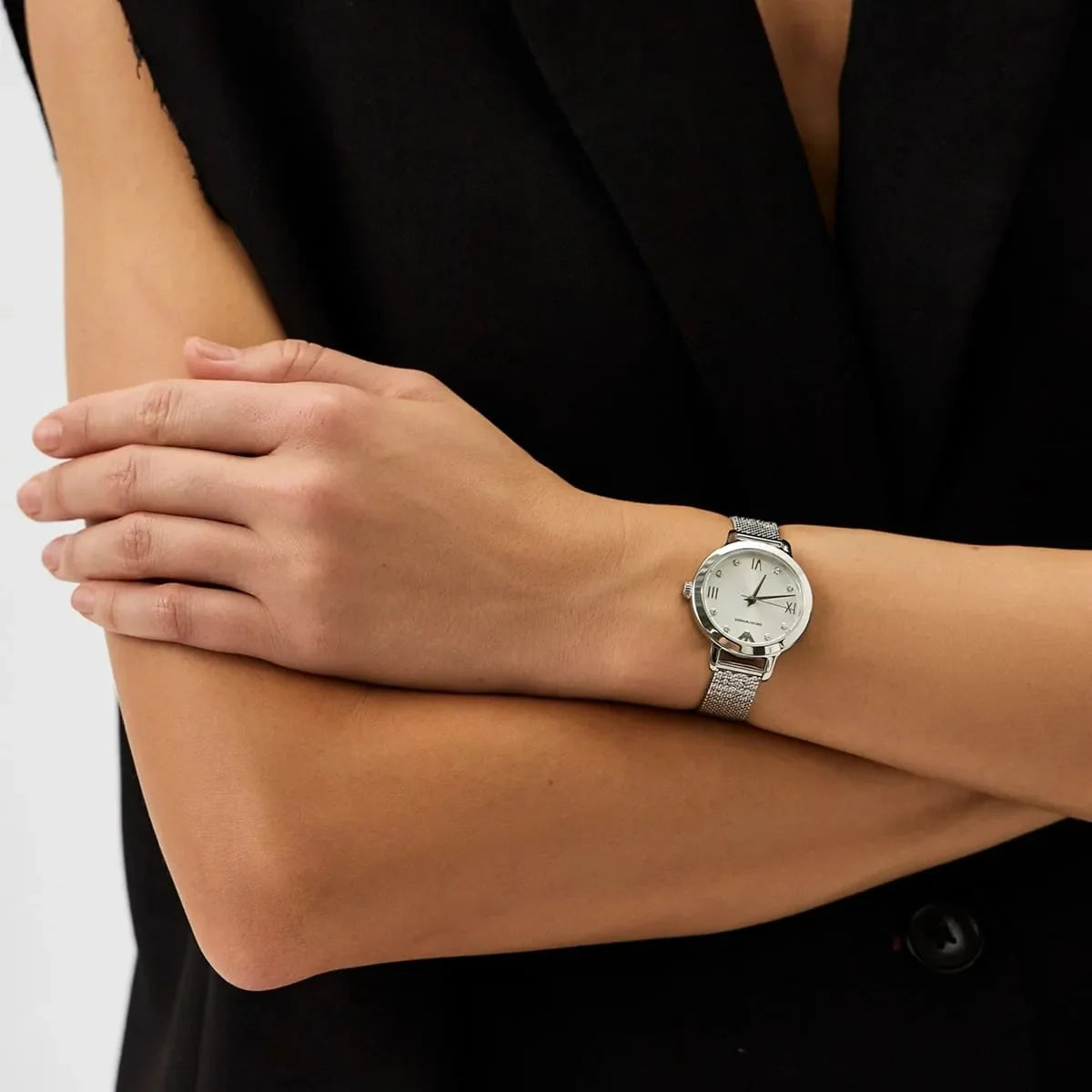 Emporio Armani (32mm) Silver Dial Stainless Steel Mesh Bracelet Women's Watch - AR11584