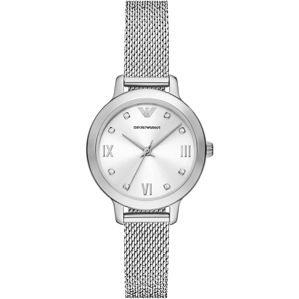 Emporio Armani (32mm) Silver Dial Stainless Steel Mesh Bracelet Women's Watch - AR11584