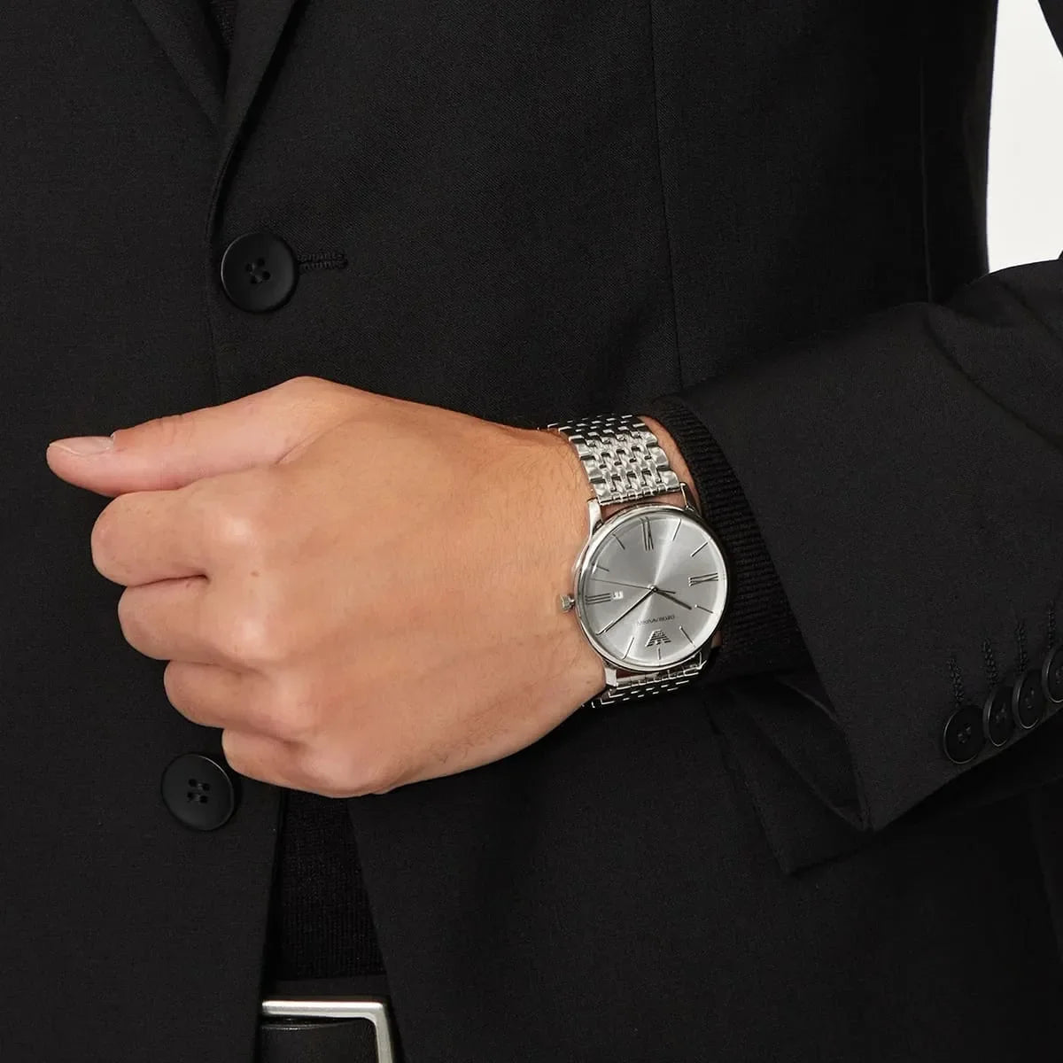 Emporio Armani 42mm Minimalist Silver Dial Men's Watch - AR11599