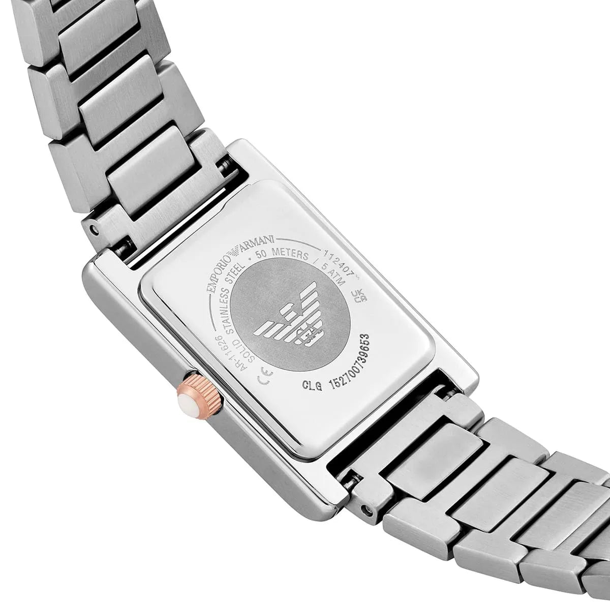 Emporio Armani Genni Rectangular White MOP Dial Two-tone Women's Watch - AR11626