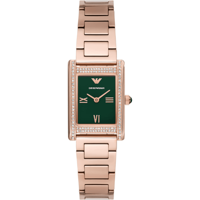 Emporio Armani Green Dial Rose Gold Stainless Steel Analogue Watch AR11641