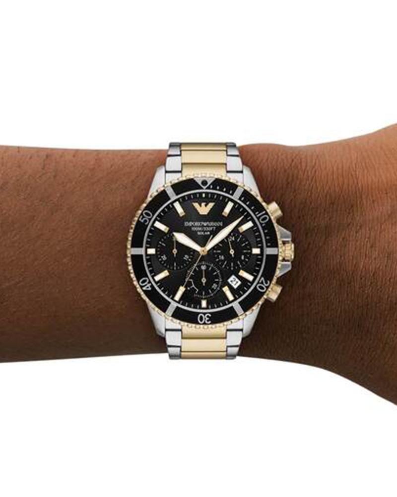 AR11680 World Explorer solar chronograph watch worn on wrist