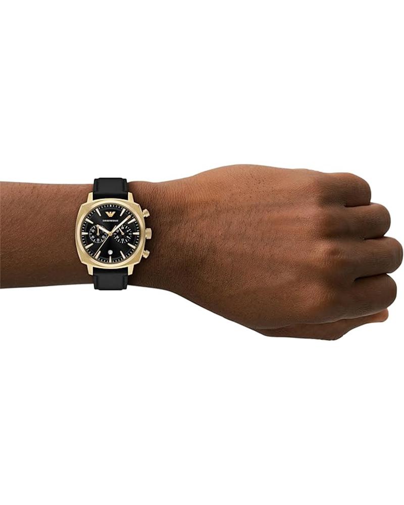 AR11690 chronograph watch worn on wrist showing gold case with black dial