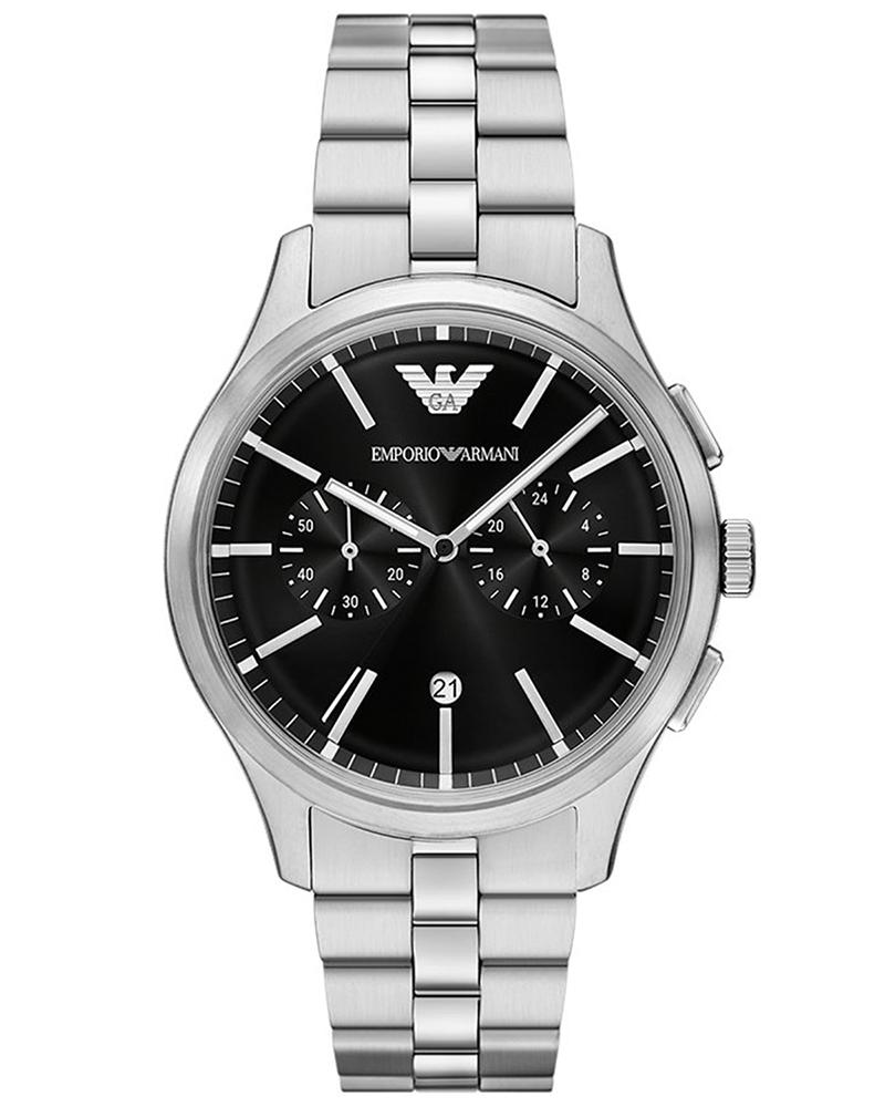 Emporio Armani Dario AR11691 watch with black dial and stainless steel bracelet