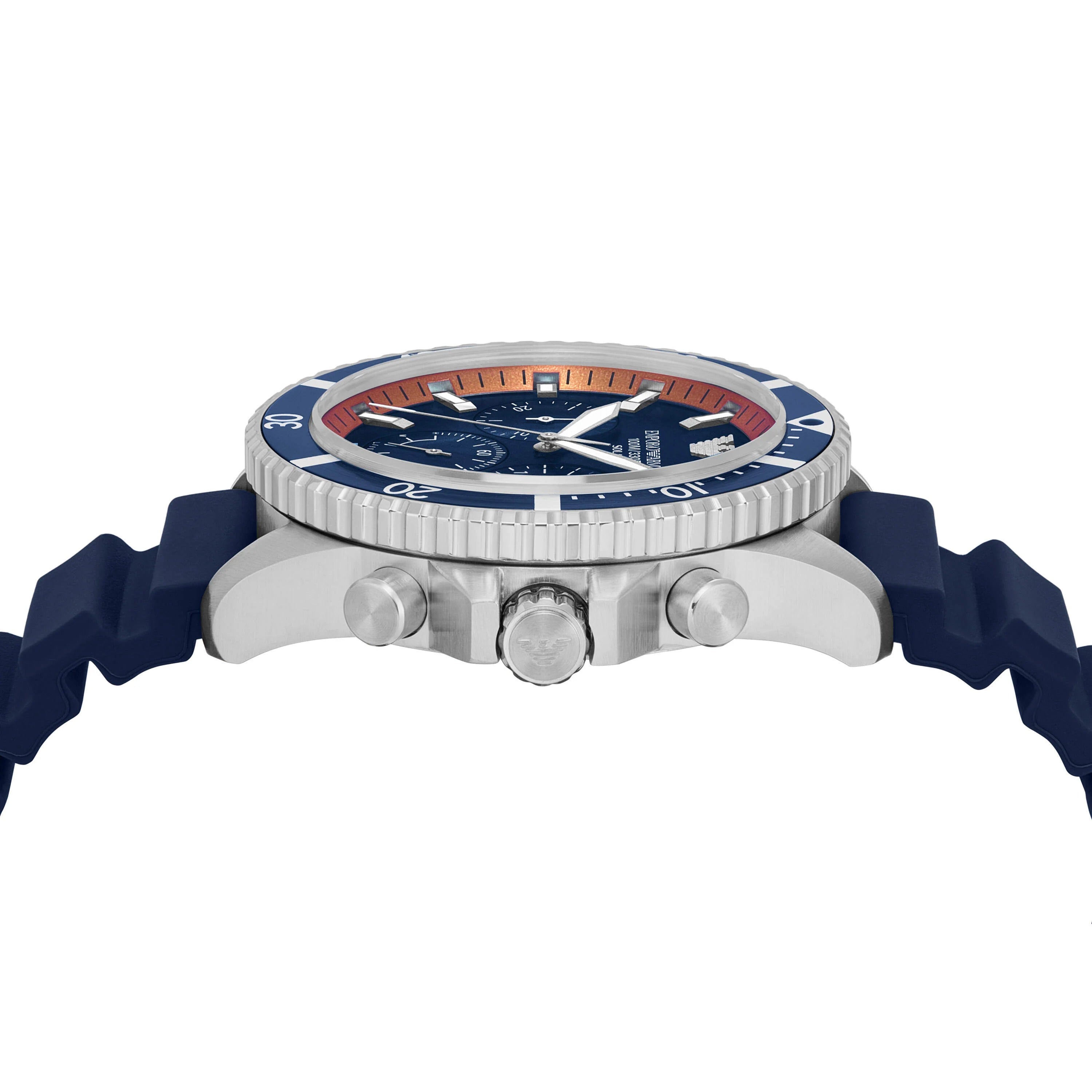 Emporio Armani World Explorer Chronograph Blue Dial Blue Silicone Strap Men Watch - AR11696