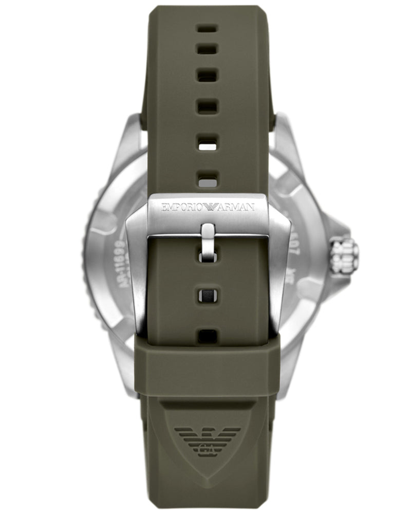 Emporio Armani World Explorer Solar-Powered Three-Hand Green Silicone Men Watch - AR11699