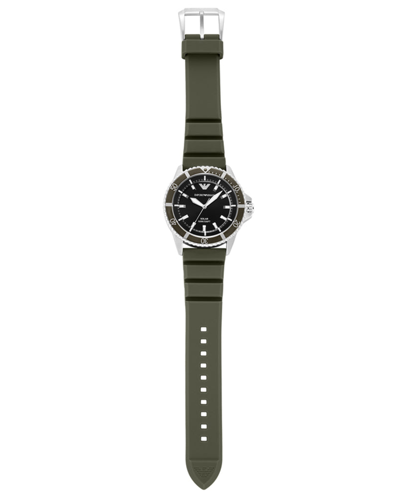 Emporio Armani World Explorer Solar-Powered Three-Hand Green Silicone Men Watch - AR11699