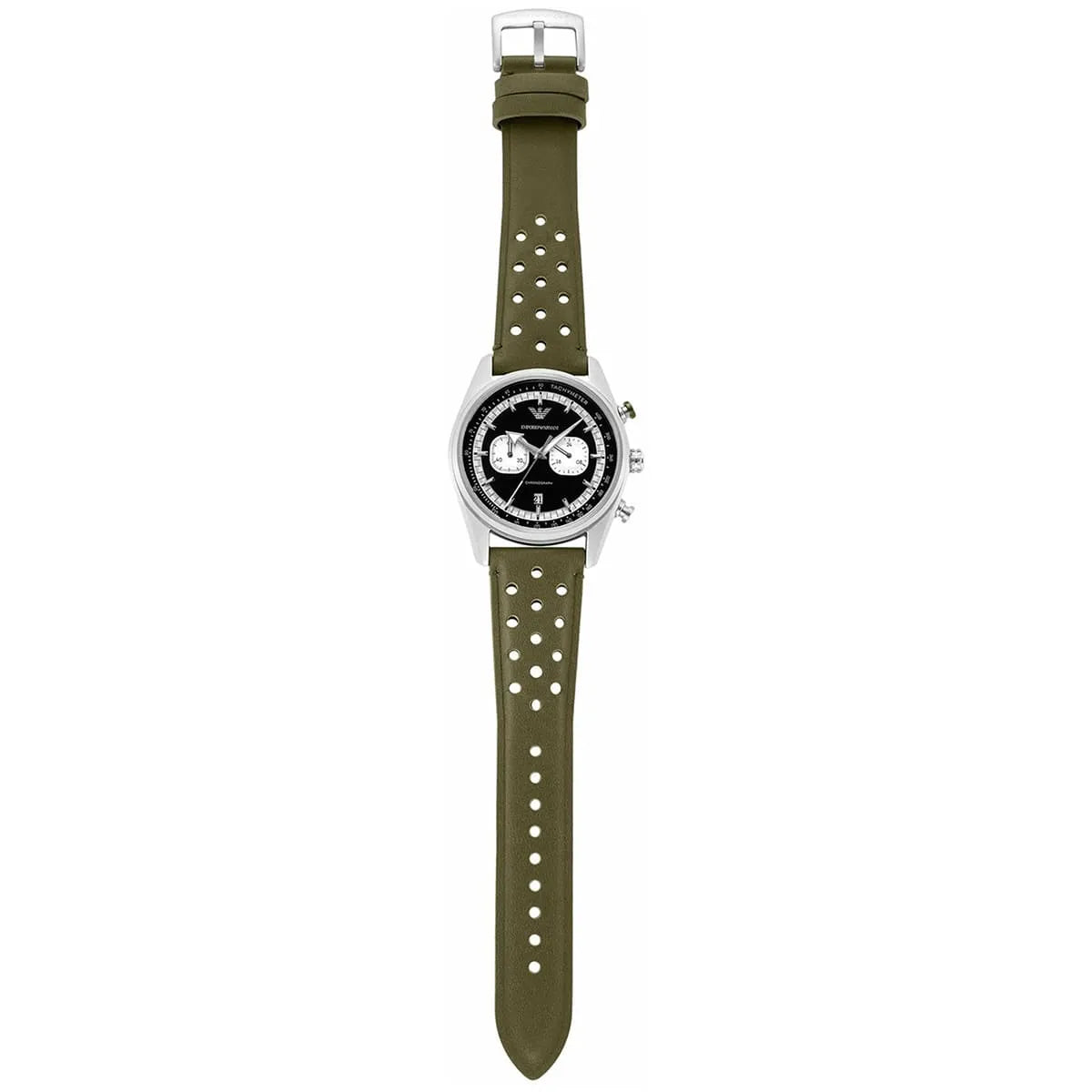 AR11709 chronograph laid flat showing full dial with subdials and tachymeter bezel