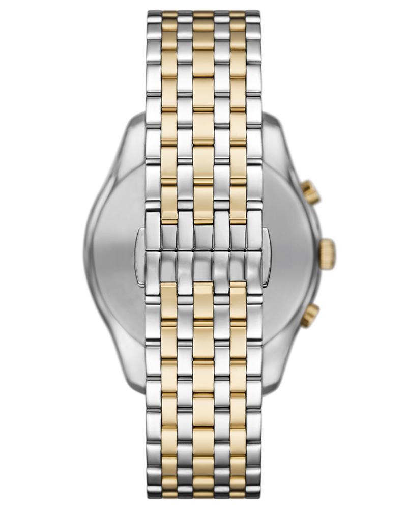 AR11713 angle view displaying two-tone stainless steel bracelet and case profile