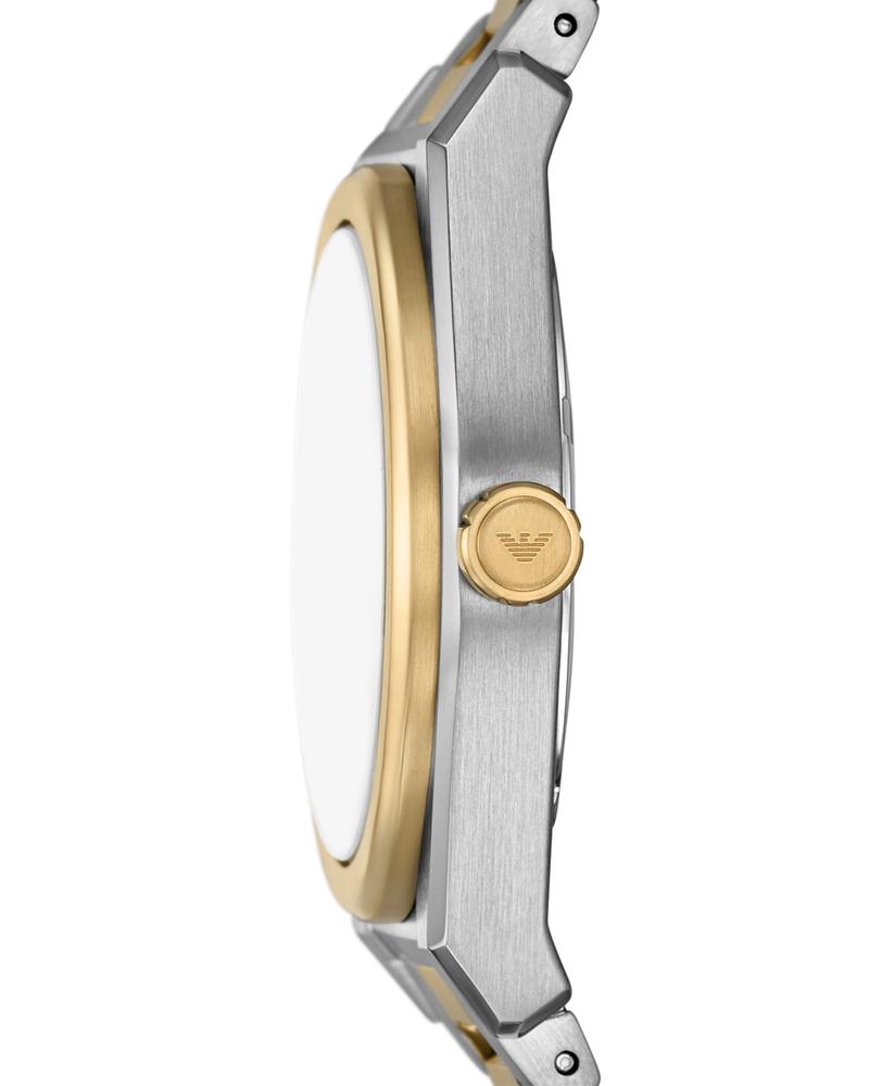 Side profile of AR11715 showing two-tone stainless steel and gold bracelet detail