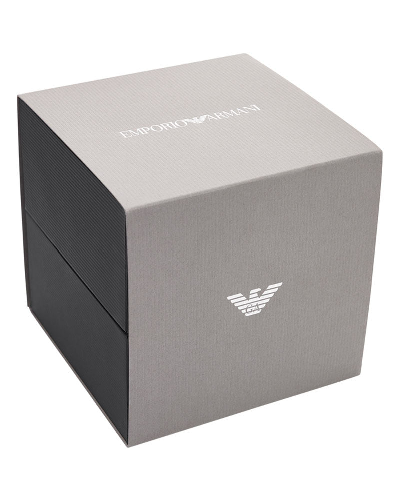 Emporio Armani branded watch box packaging with eagle logo
