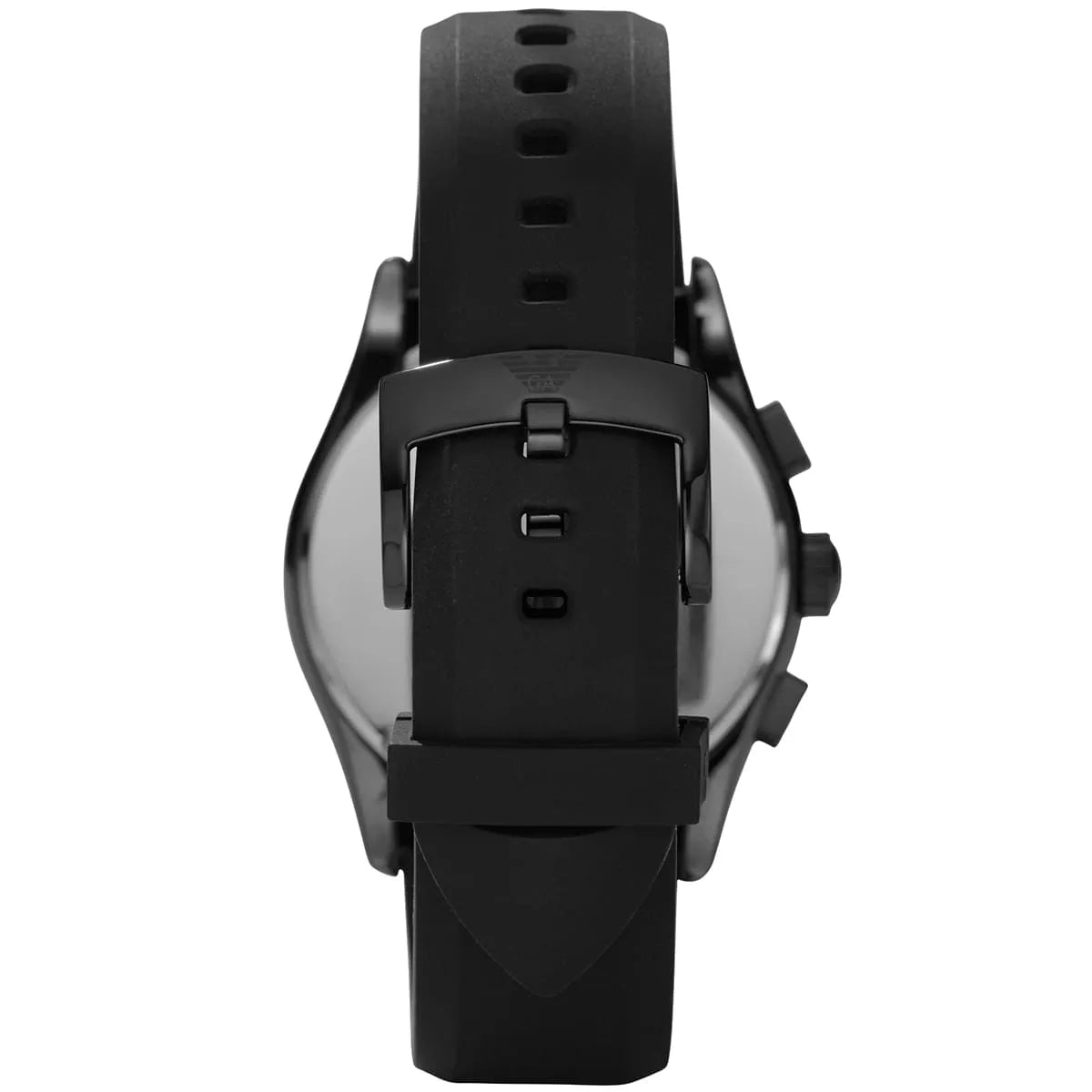 AR1432 Emporio Armani watch caseback showing solid stainless steel case with engraved Eagle logo
