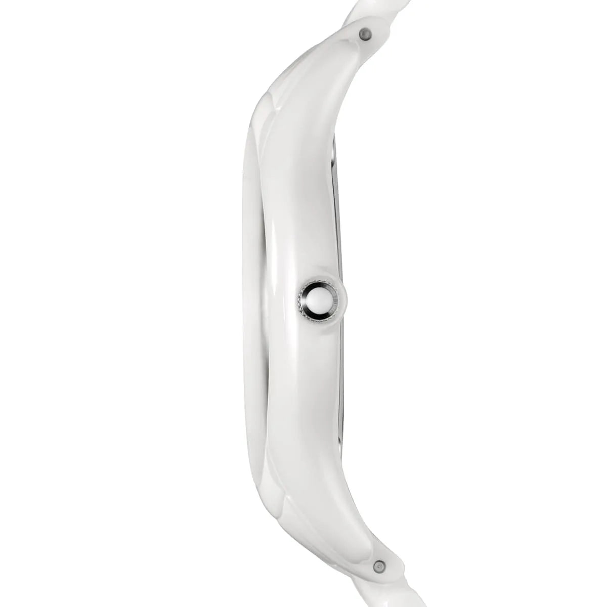 Emporio Armani AR1442 watch thin profile showing slim ceramic case design