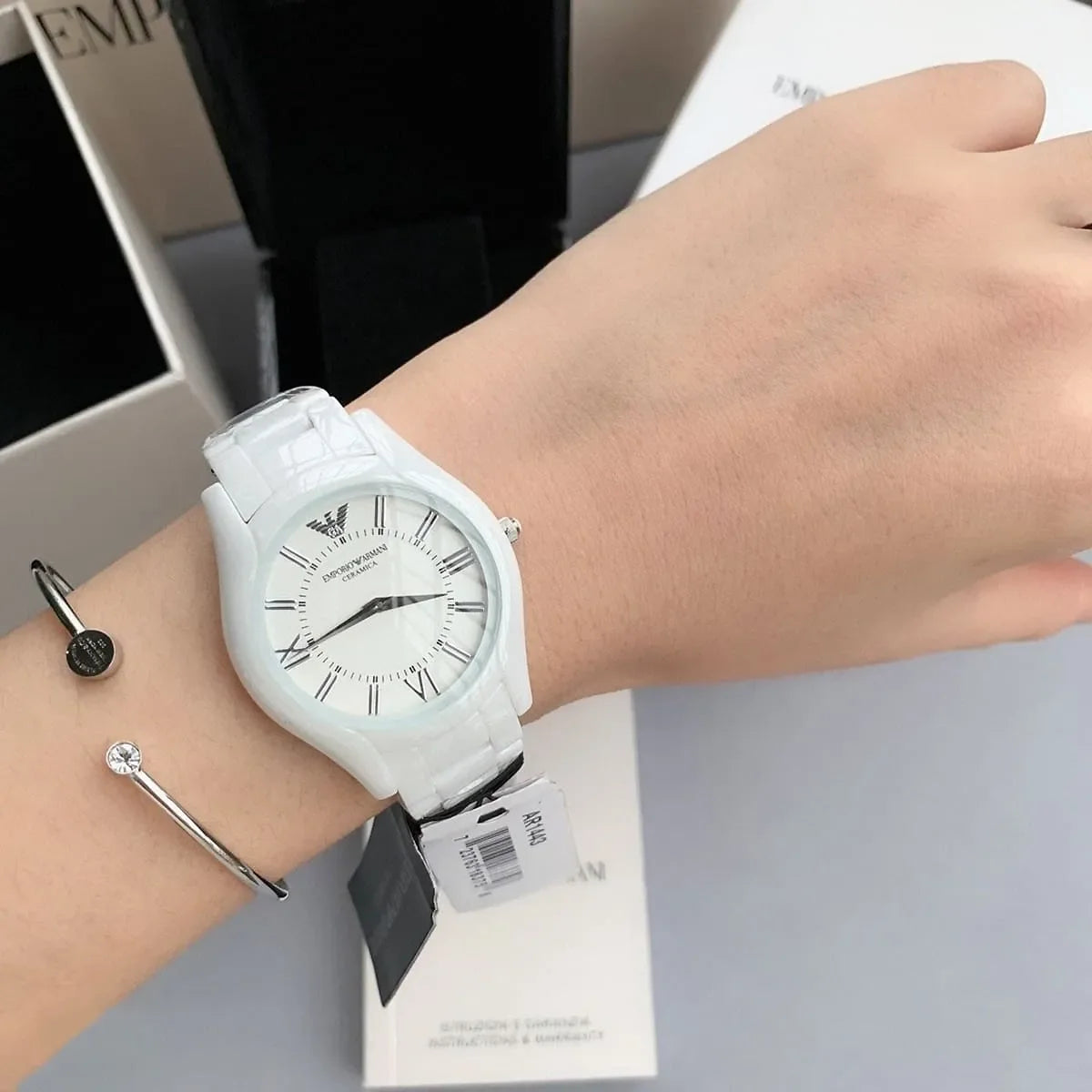 Emporio Armani Ceramic Valente Slim Medium Women's Watch - AR1443