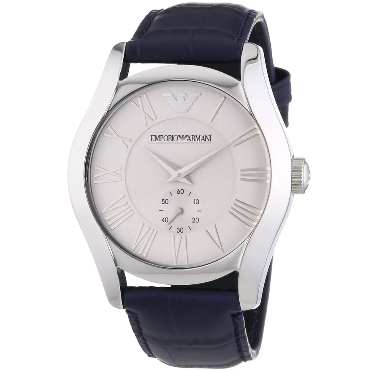 Emporio Armani Valente Quartz Silver Dial Grey Leather Strap Watch AR1666