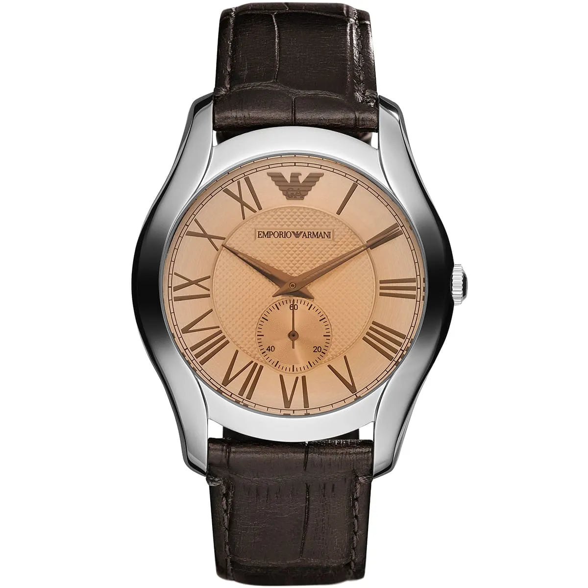 Emporio Armani Classic Amber Dial Brown Leather Men's Watch - AR1704