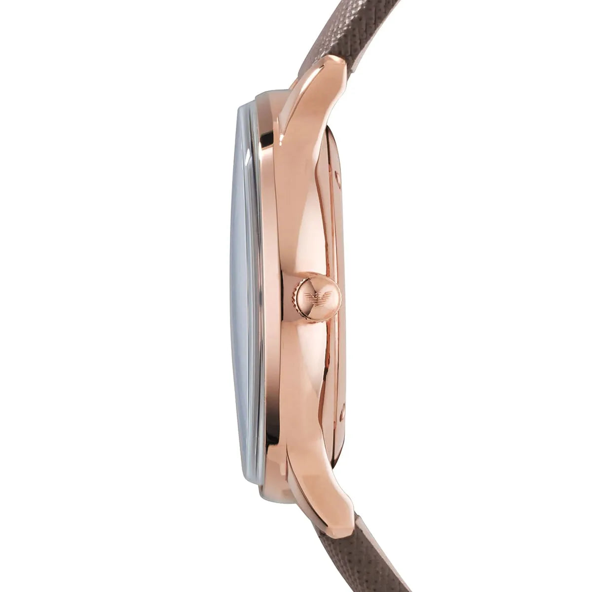 Emporio Armani AR1723 watch side view showing thin case profile and crown