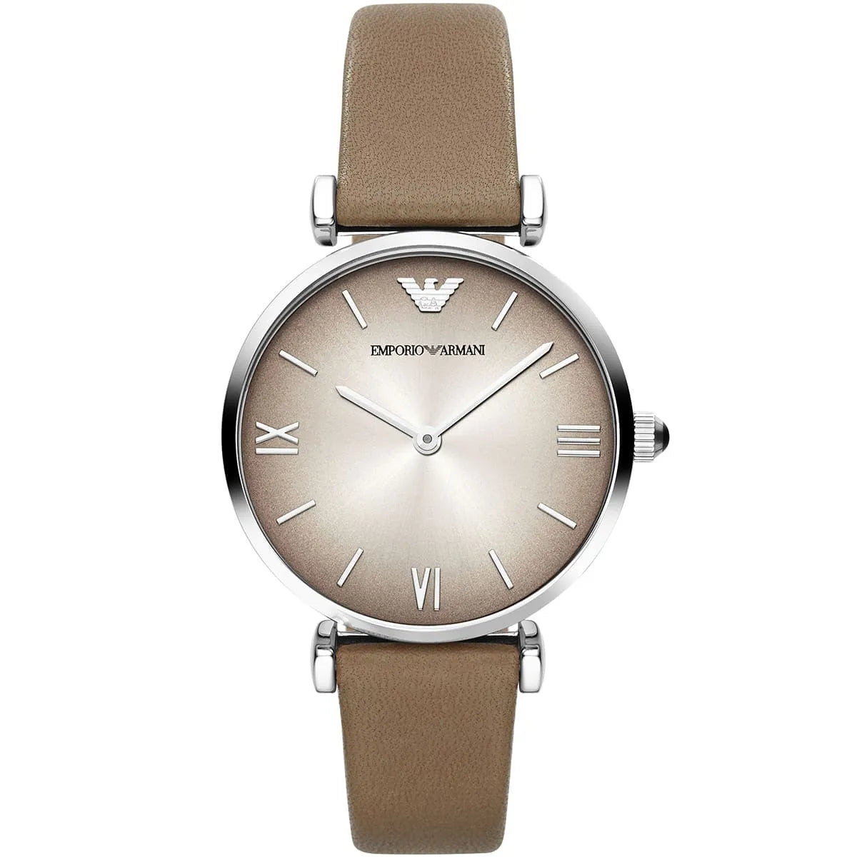 Emporio Armani Gianni T-Bar women's watch with beige dial and beige leather strap