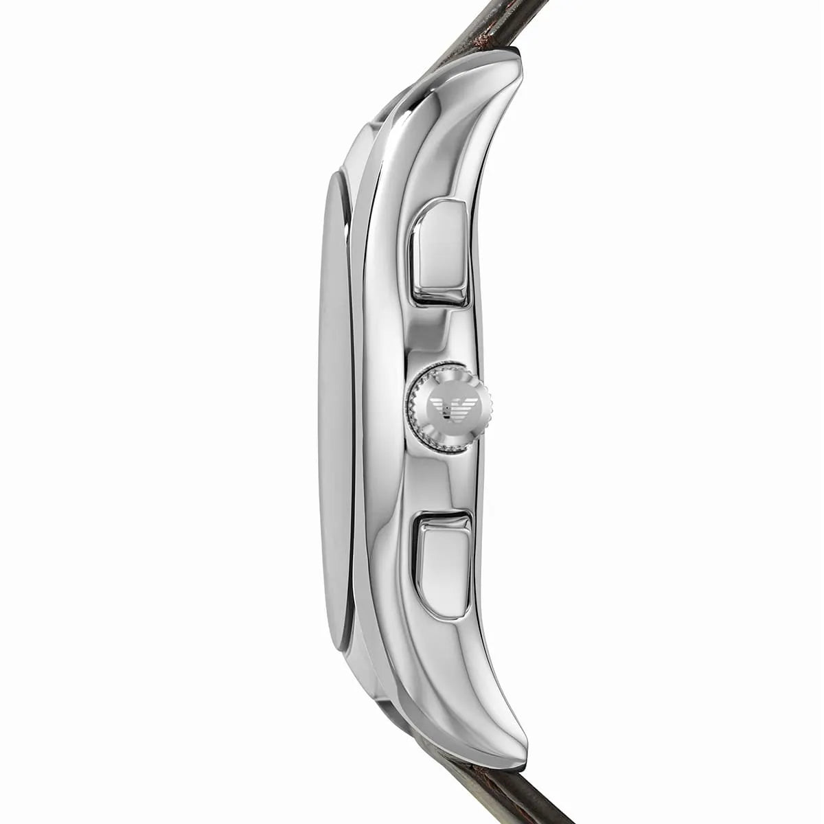 Emporio Armani Luigi AR1790 watch side profile showing chronograph pushers and case