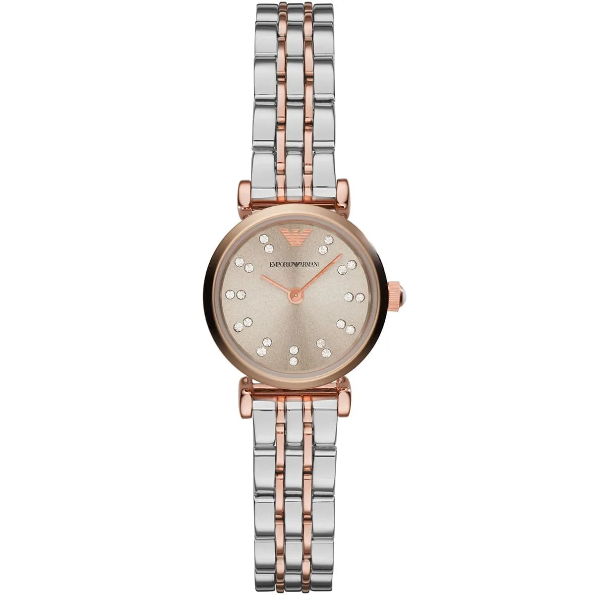 Emporio Armani AR1841 women's watch with beige dial and rose gold stainless steel bracelet