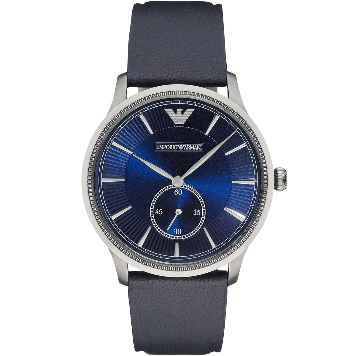 EMPORIO ARMANI Grey Leather Strap Blue Dial Quartz Watch for Gents - AR1888