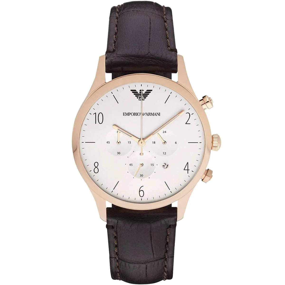 Emporio Armani Beta Chronograph White Dial Brown Leather Strap Watch For Men - AR1916