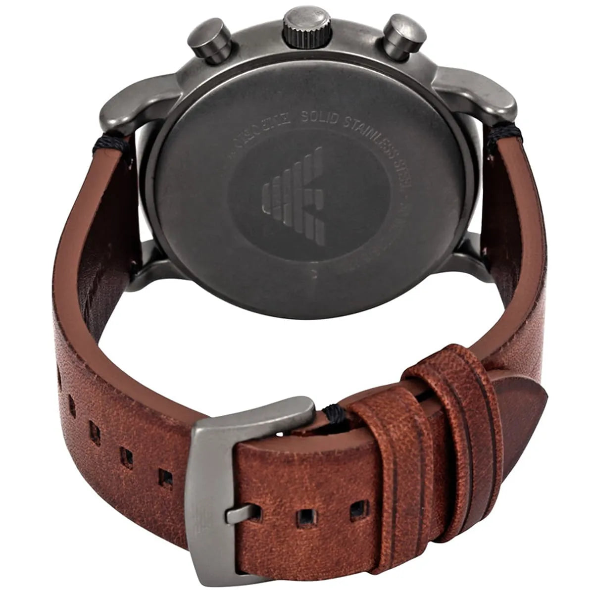 Emporio Armani Classic Chronograph Black Dial Brown Leather Strap Watch For Men AR1919
