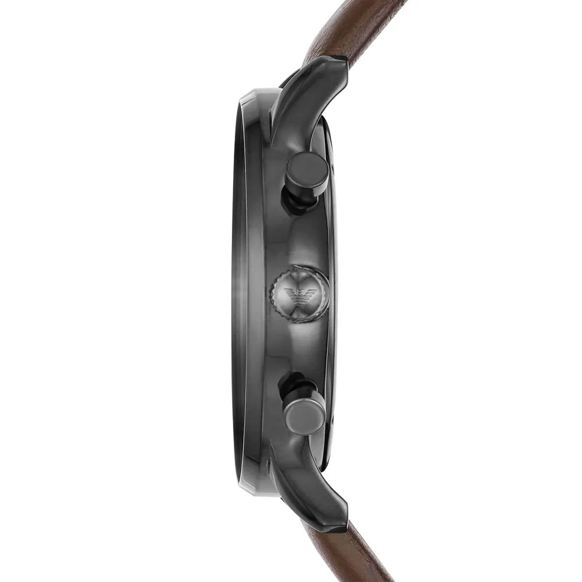 EMPORIO ARMANI Retro Brown Leather Strap Gunmetal Dial Chronograph Watch AR1932
