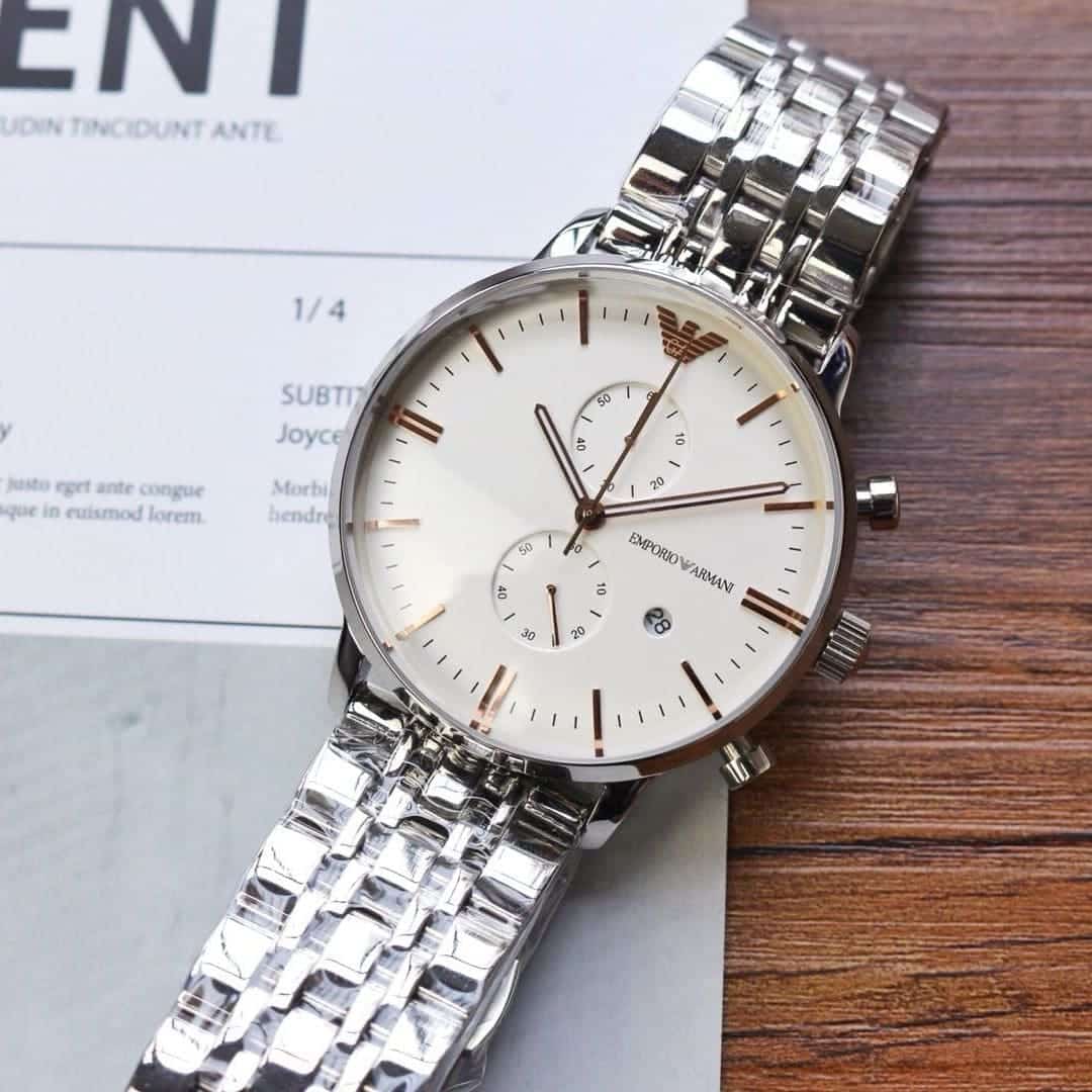 Emporio Armani Classic Chronograph Silver Steel Men's Watch AR1933