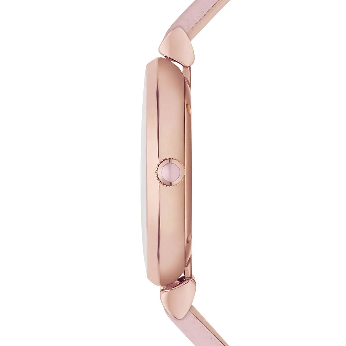 Emporio Armani Retro Rose Gold Tone Pink MOP Dial Leather Women's Watch AR1958