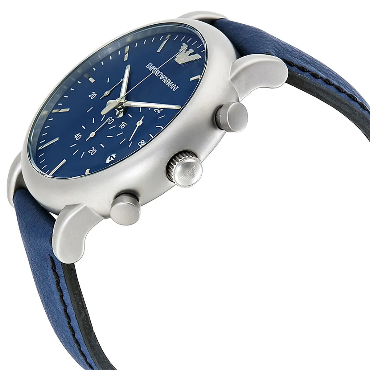 Emporio Armani AR1969 watch side profile showing chronograph pushers and case
