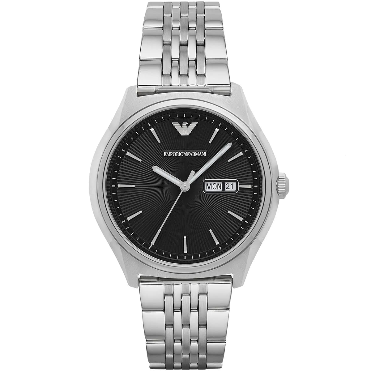 Emporio Armani Black Dial Silver Bracelet Men's Watch - AR1977