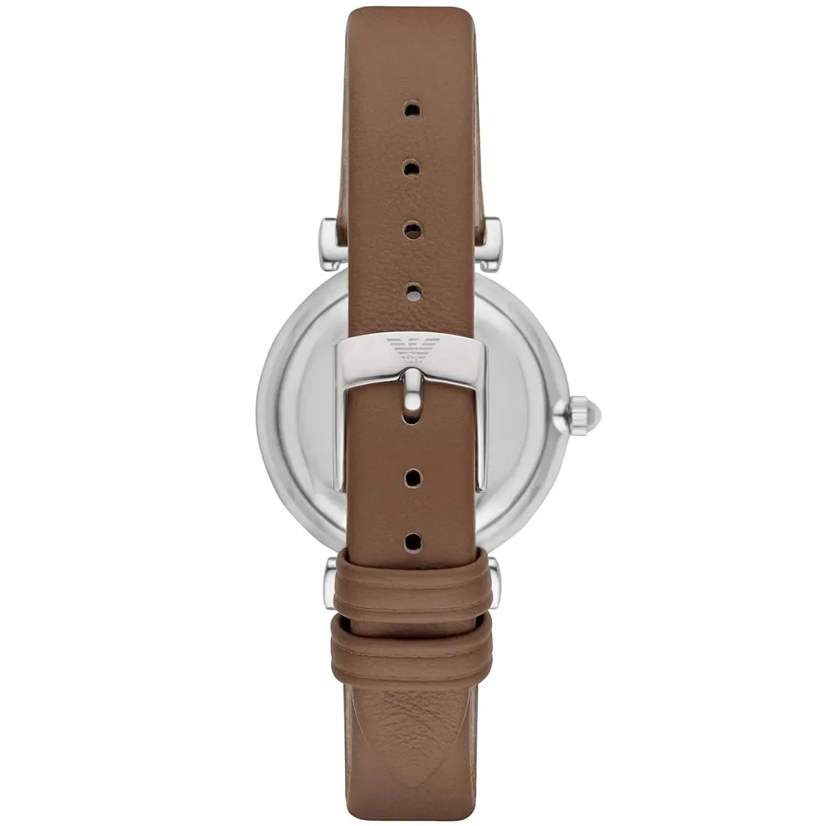 Emporio Armani AR1988 brown leather strap with silver-tone buckle and adjustment holes