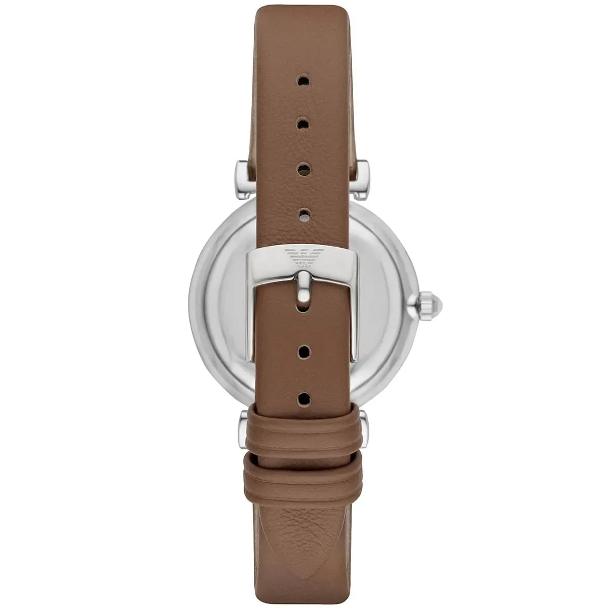 Emporio Armani AR1988 brown leather strap with silver-tone buckle and adjustment holes