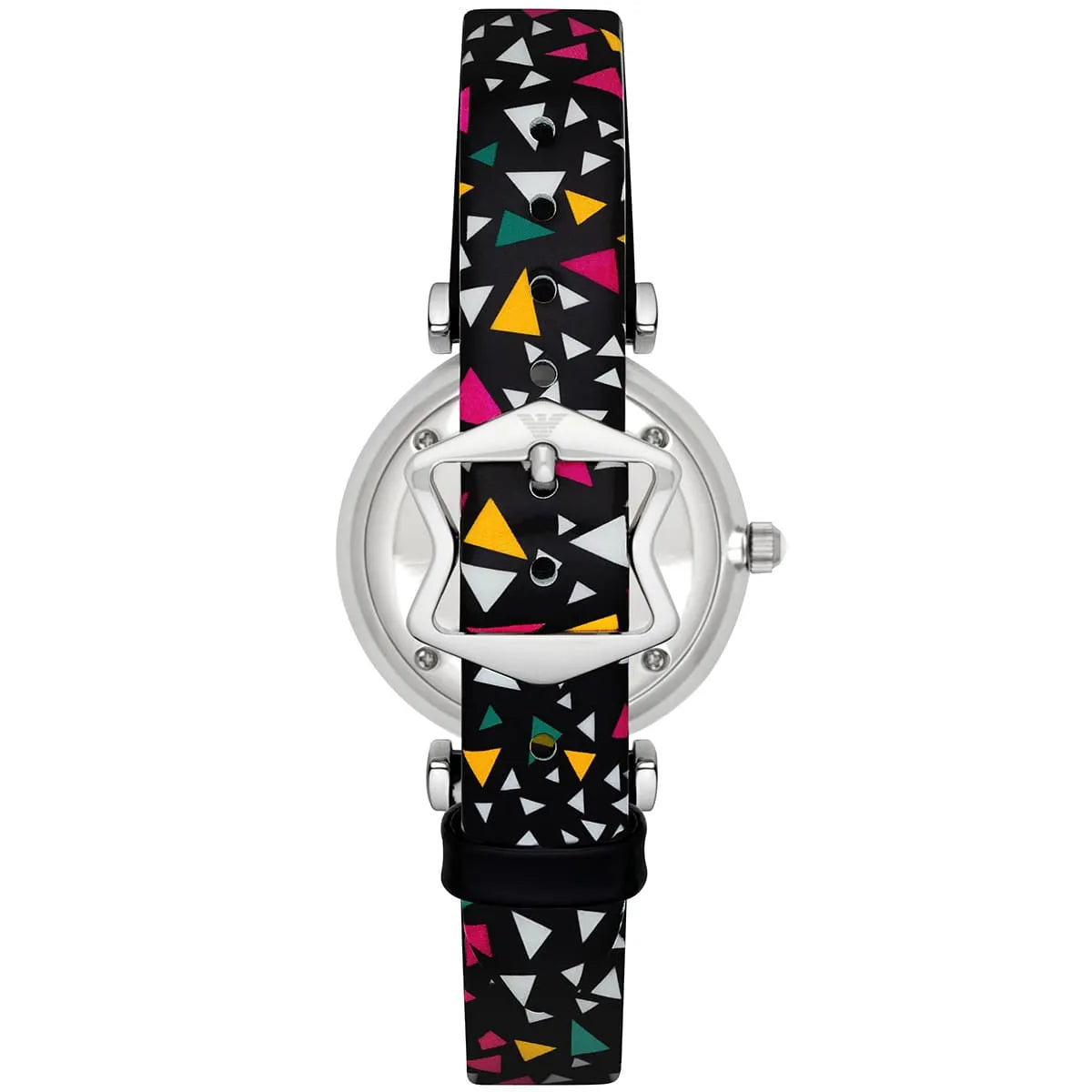 Emporio Armani Gianni T-Bar MOP Dial Multi-colored Printed Leather Women's Watch - AR1995