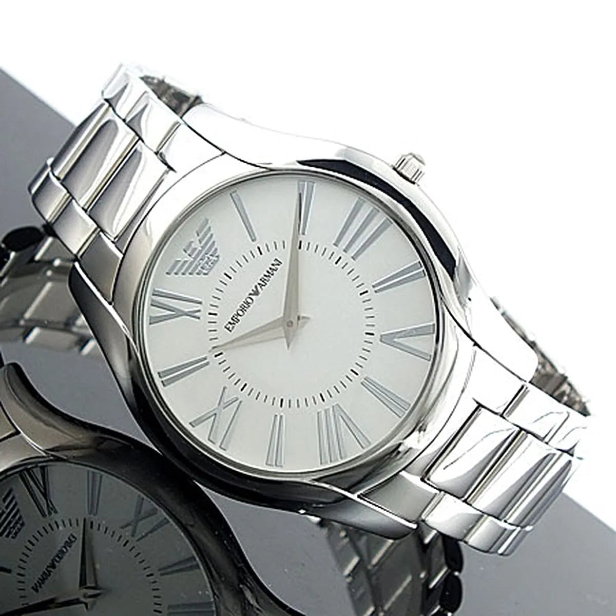 Emporio Armani Men's AR2055 Slim Stainless Steel Silver Dial Watch AR2055 - Image 6