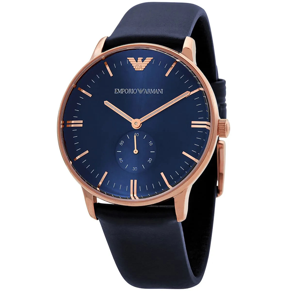 Emporio Armani Classic Quartz Blue Dial Blue Leather Strap Watch For Men AR2071