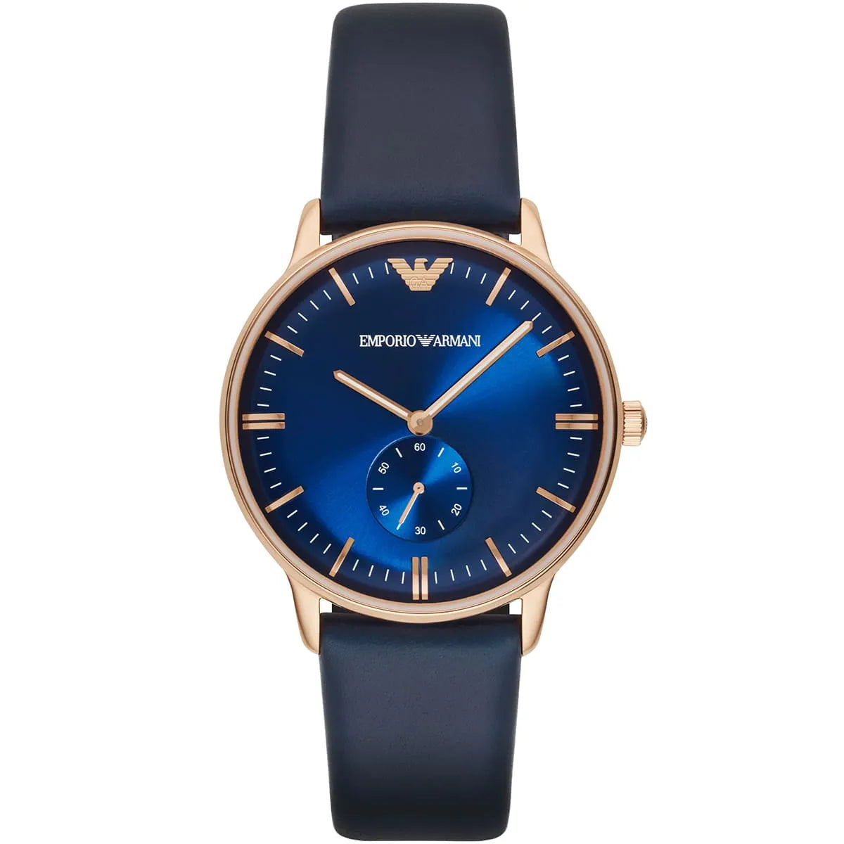 Emporio Armani Classic Quartz Blue Dial Blue Leather Strap Watch For Men AR2071