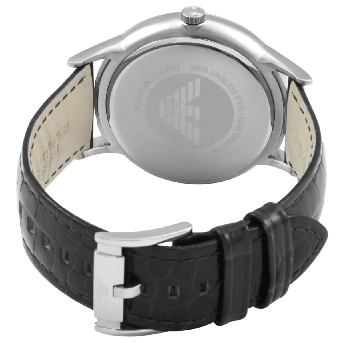 Emporio Armani Renato Black Dial Leather Strap Watch For Men  AR2411